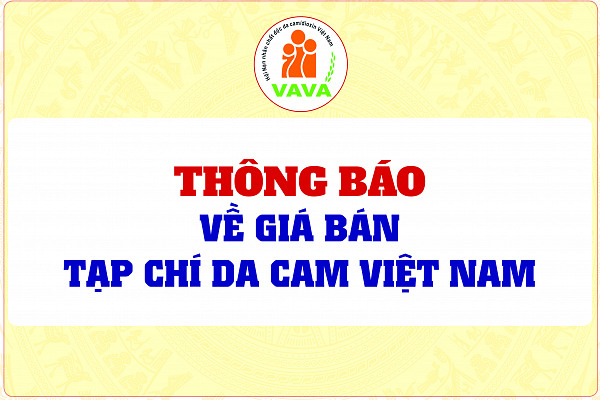 Thông báo về giá bán Tạp chí Da cam Việt Nam